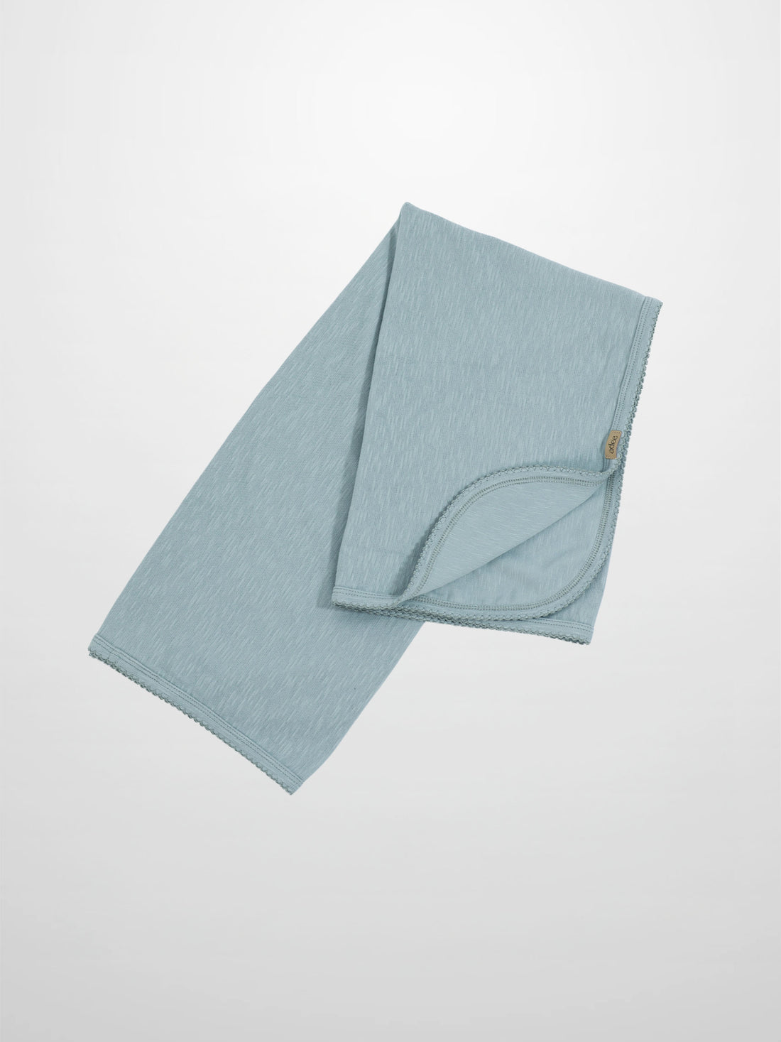 Blue scalloped-edge blanket swaddle by Adee; boys’ apparel accessory.