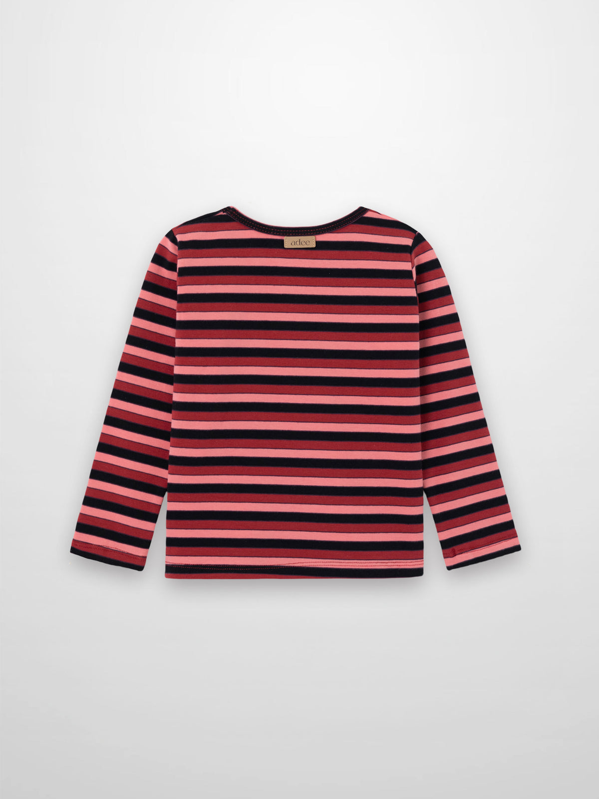 Red Striped T-Shirt Adee girls top with long sleeves and crew neck