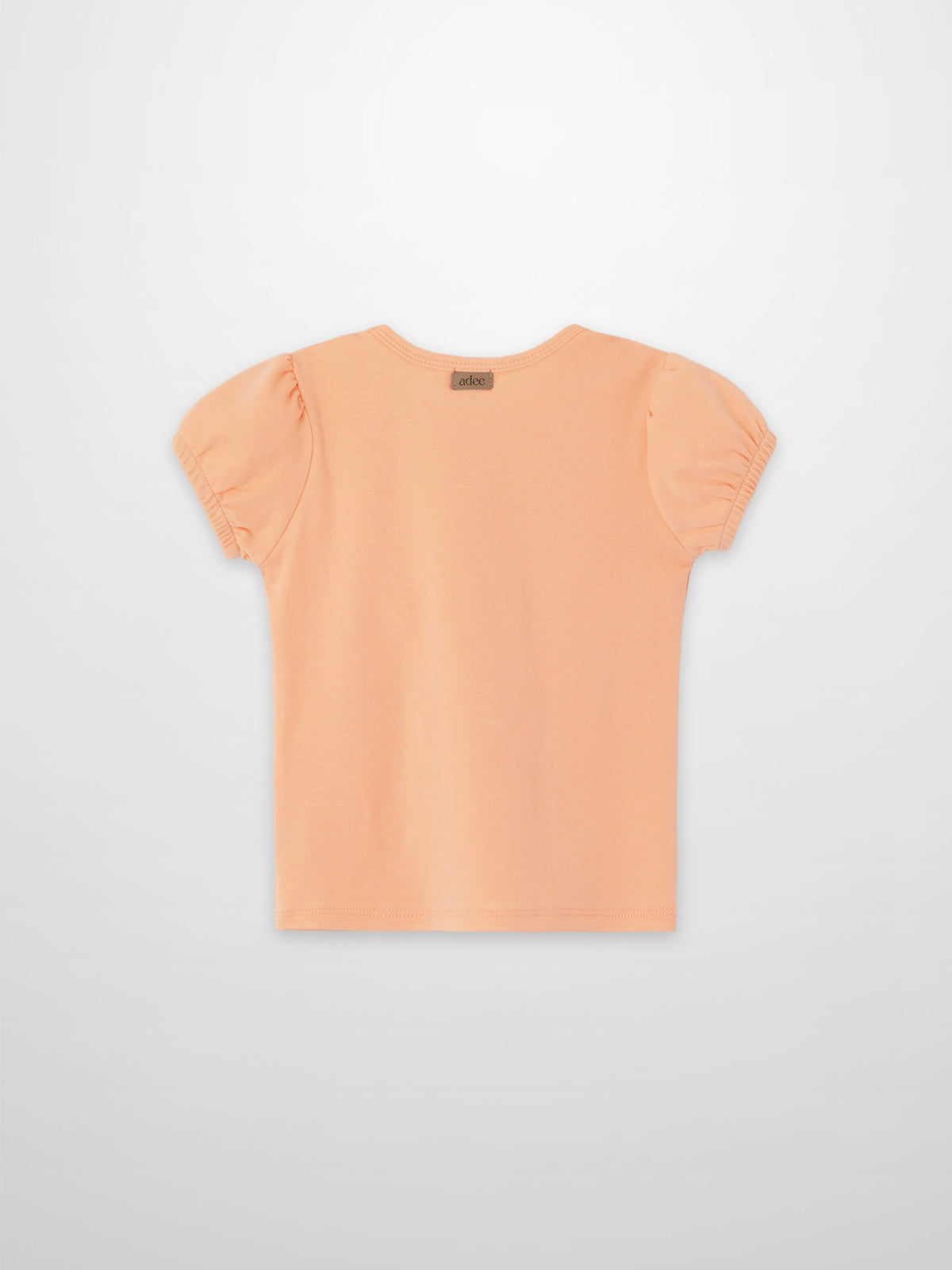 Short Puff Sleeve T-shirt for girls in peach color by Adee.