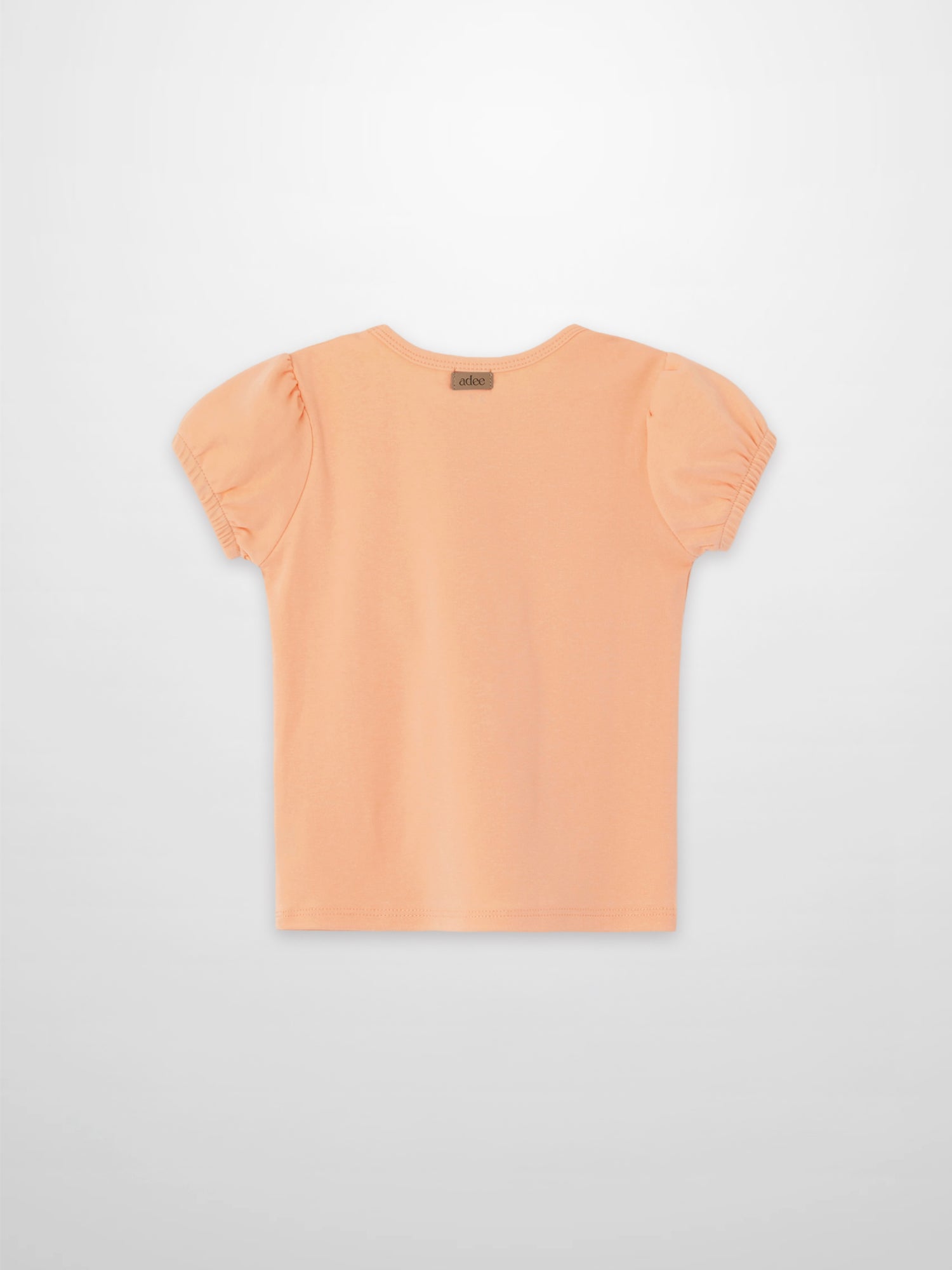 Short Puff Sleeve T-shirt for girls in peach color by Adee.