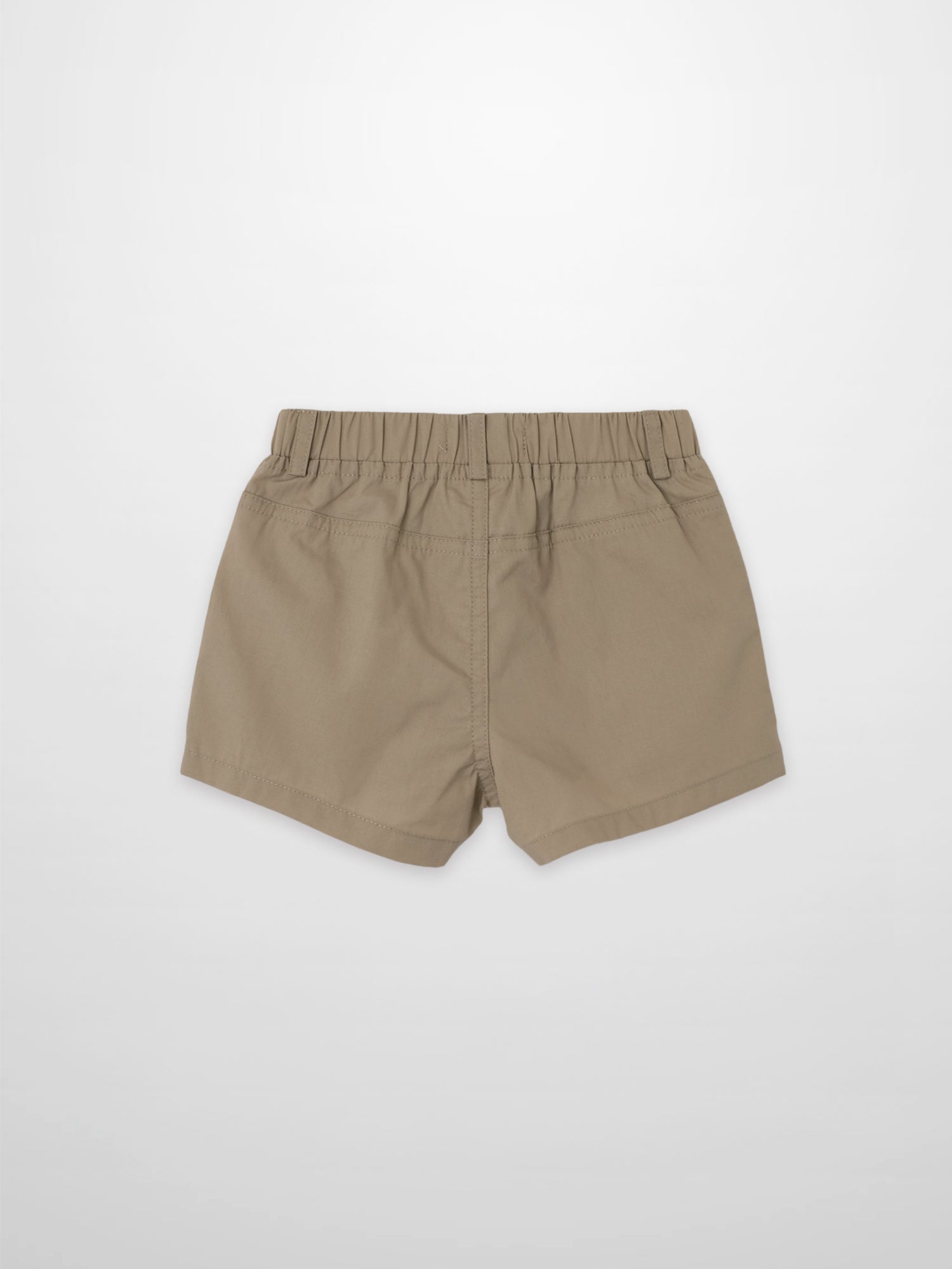 Tan cotton shorts for boys, dressy bottom with elastic waistband