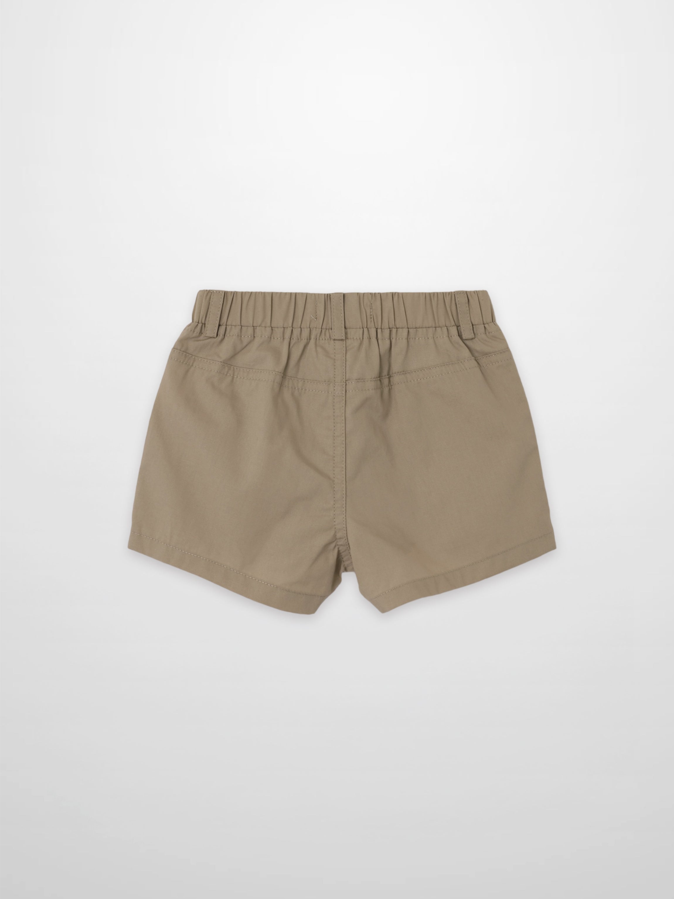 Tan cotton shorts for boys, dressy bottom with elastic waistband