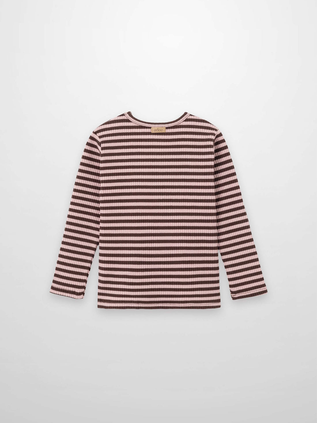 Striped Crew Neck T-Shirt - Brown &amp; Pink