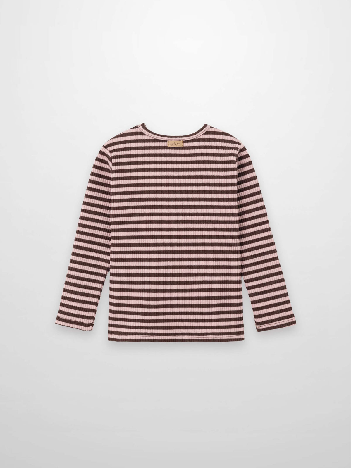 Striped crew neck T-shirt for girls in brown and pink by Adee