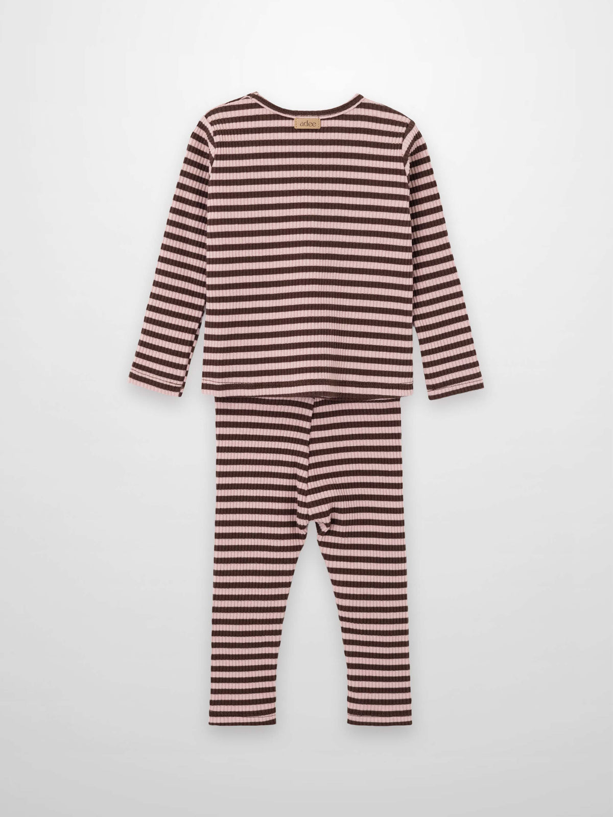 Striped leggings set for little girls, brown and pink, two-piece Adee outfit