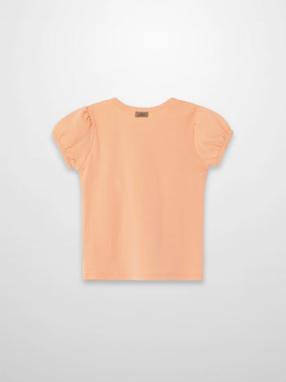 Short Puff Sleeve T-shirt - Peach