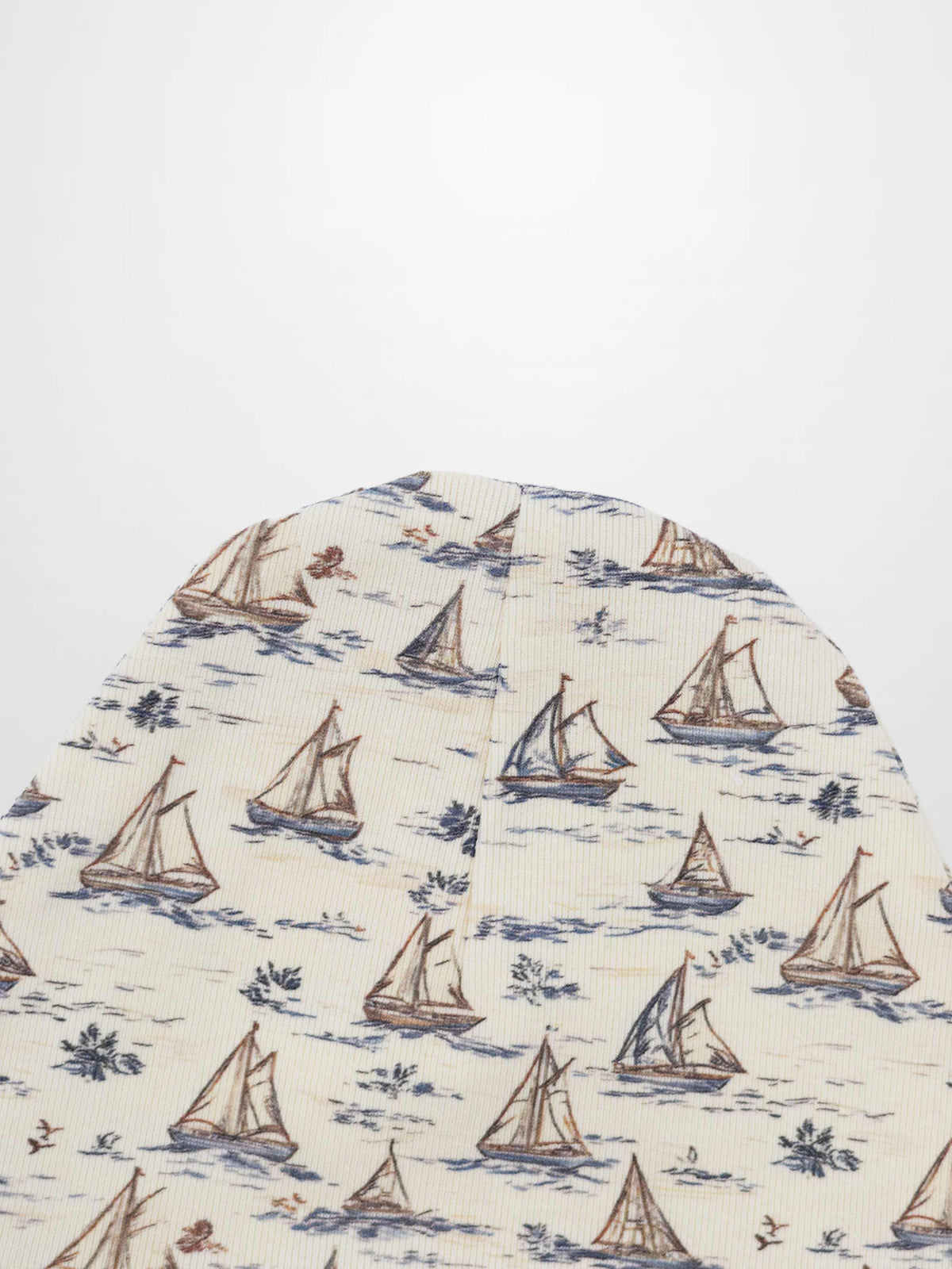 Well-fitted baby beanie hat for boys with sailboat print