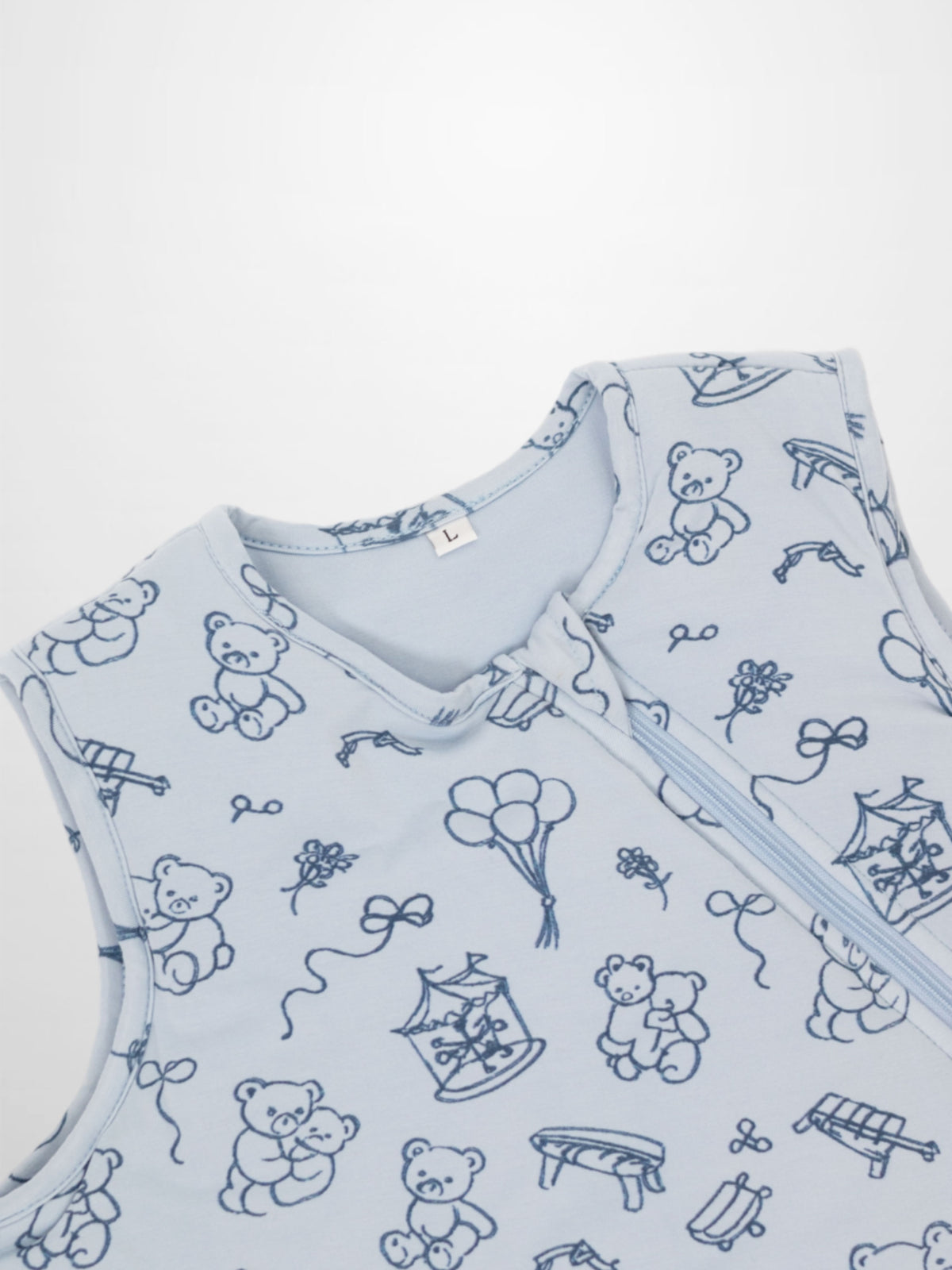 Storybook Sleep Sack for boys by Bon Ami in blue with teddy bear print