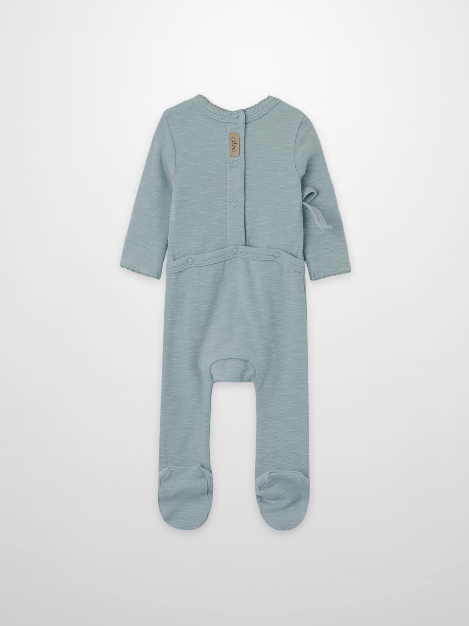 Blue Scalloped Stretchy boys stretchies footed romper by Adee