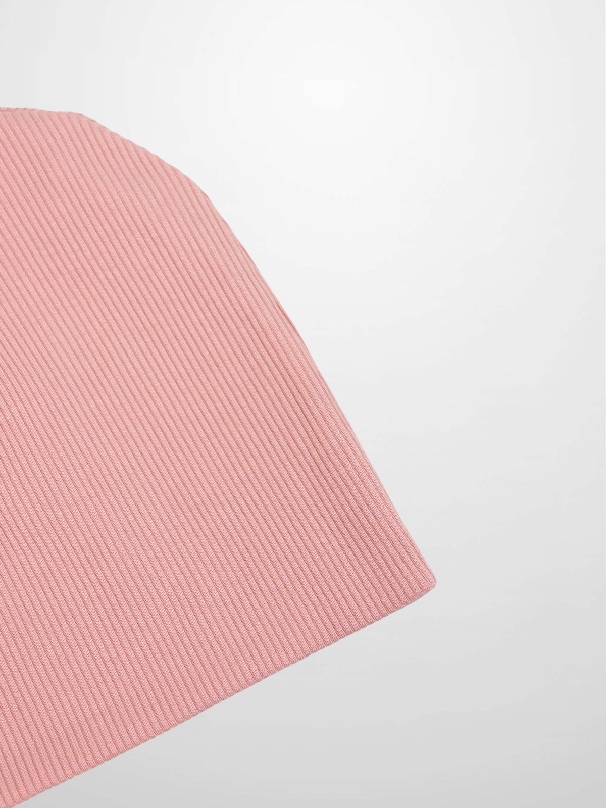 Thin Ribbed Beanie for Girls in Soft Light Pink Knit Fabric