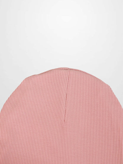 Thin ribbed beanie for girls in light pink by Adee.