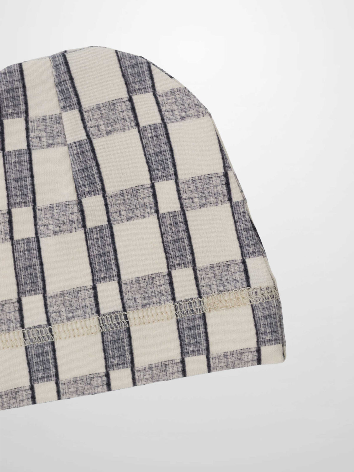 baby beanie hat checkered with and blue windowpane