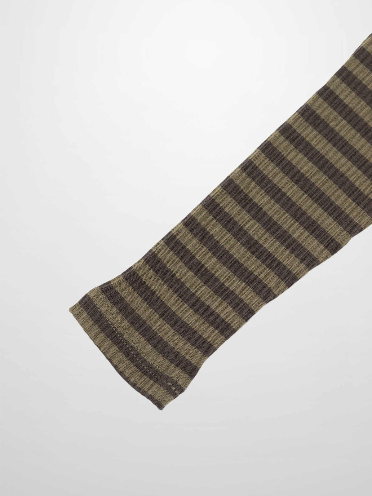 Striped mock-neck T-shirt for girls, Adee knit top in green-brown stripes