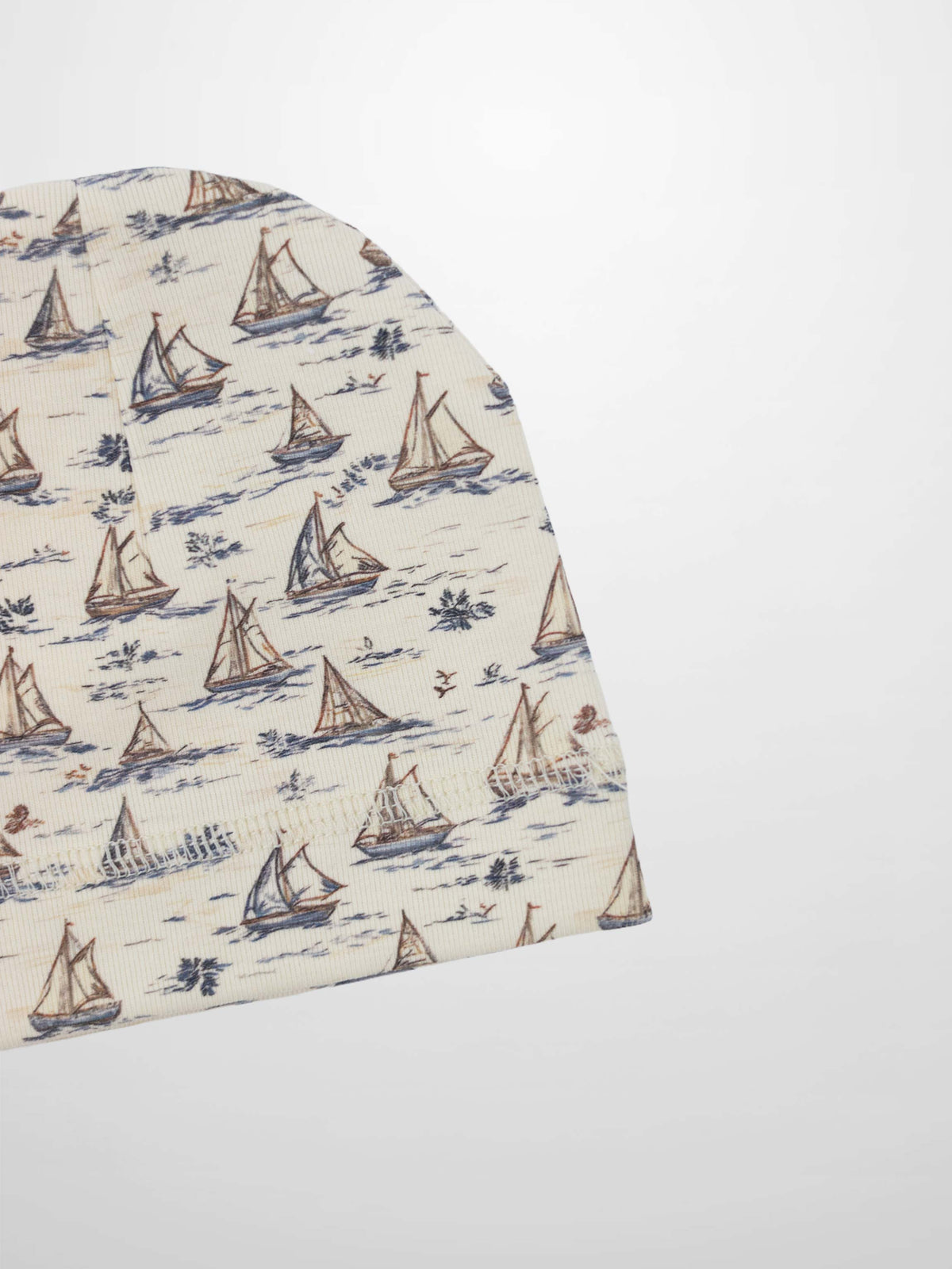 baby beanie hat for boys with sailboat print 