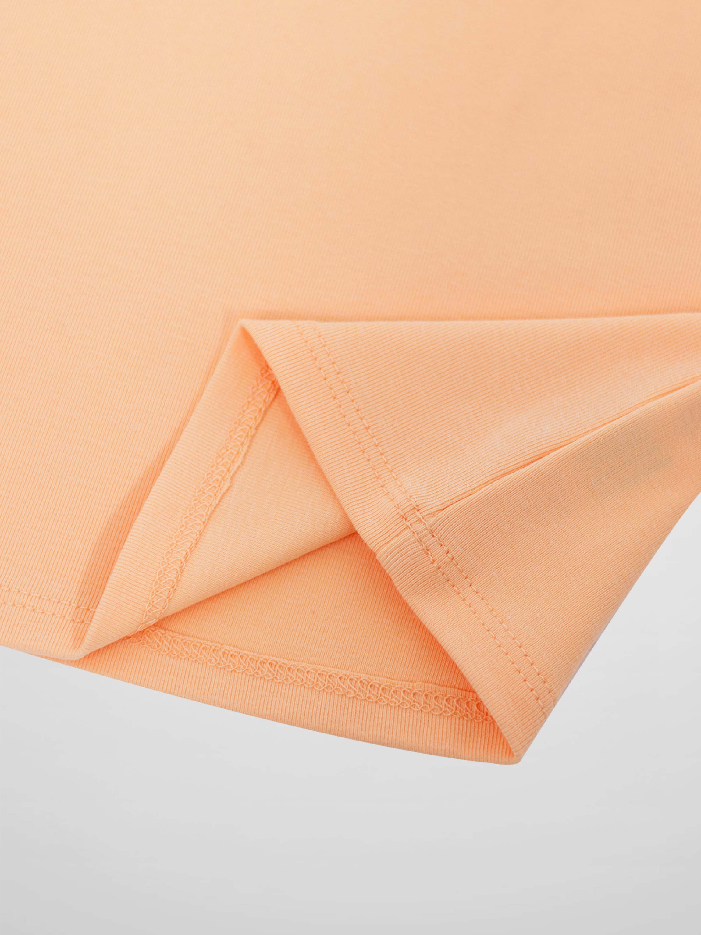 Adee Short Puff Sleeve T-shirt &amp; Shorts Set in peach; close-up of the sleeve hem.
