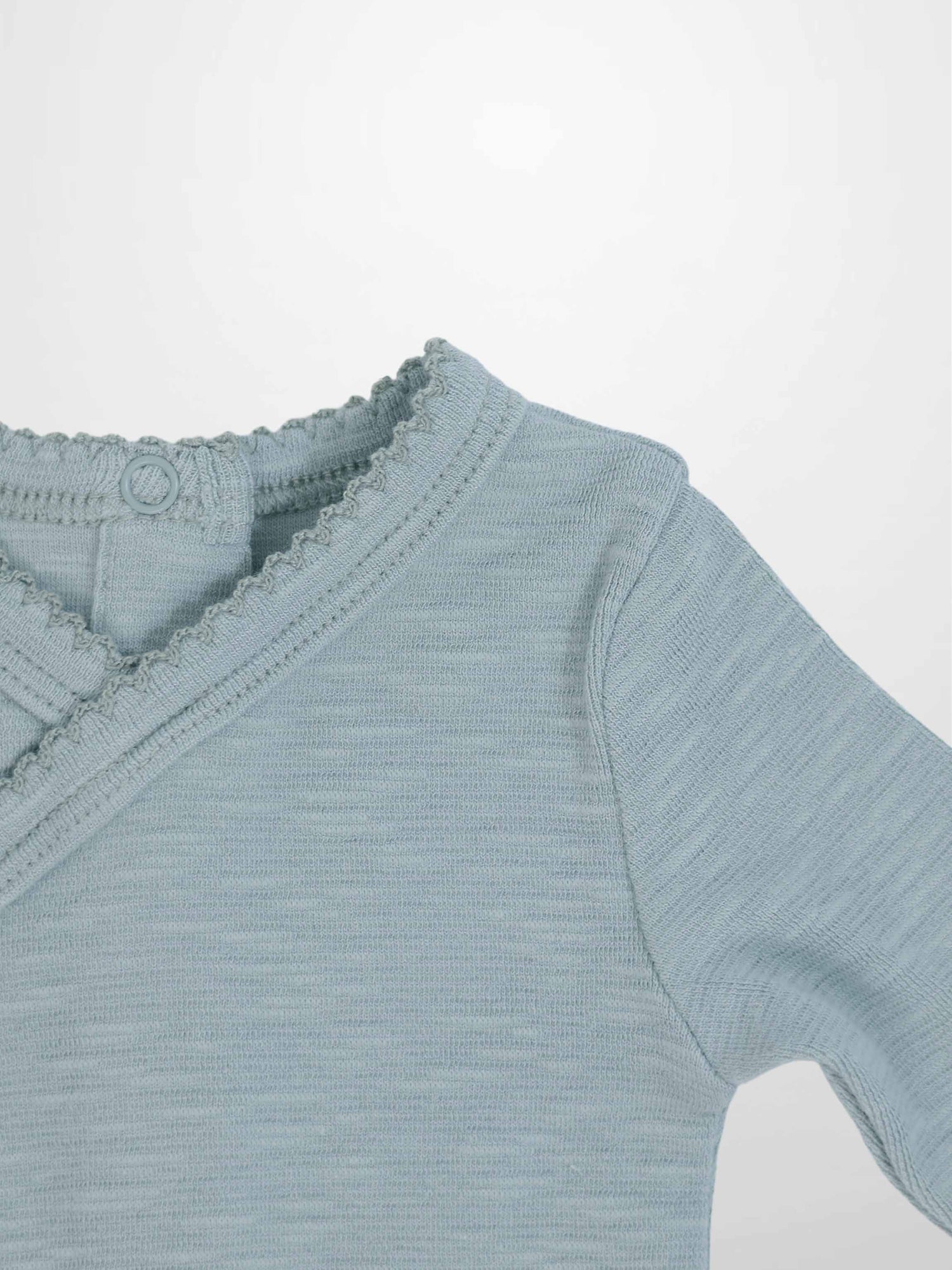 Blue Scalloped Stretchy boys top by Adee in light blue knit