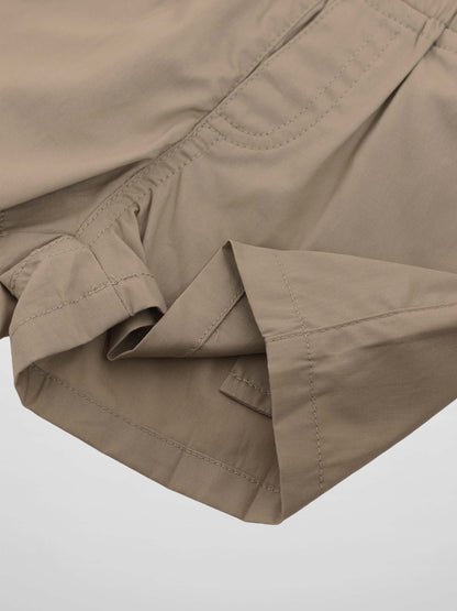 Tan Cotton Shorts for boys, dressy casual bottoms with neat stitching and folded hems