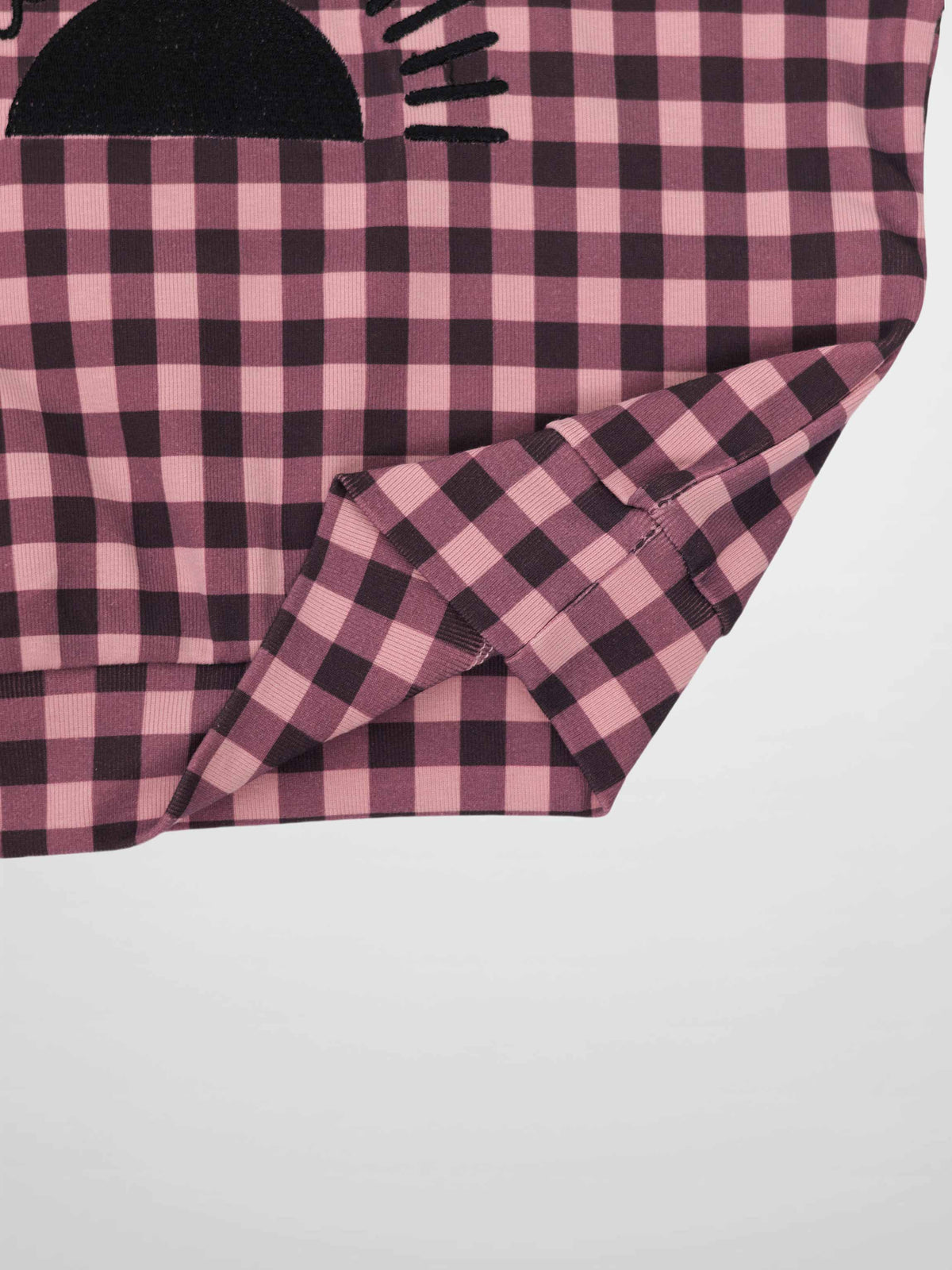 Girls burgundy gingham pajamas top by Adee, long-sleeve.