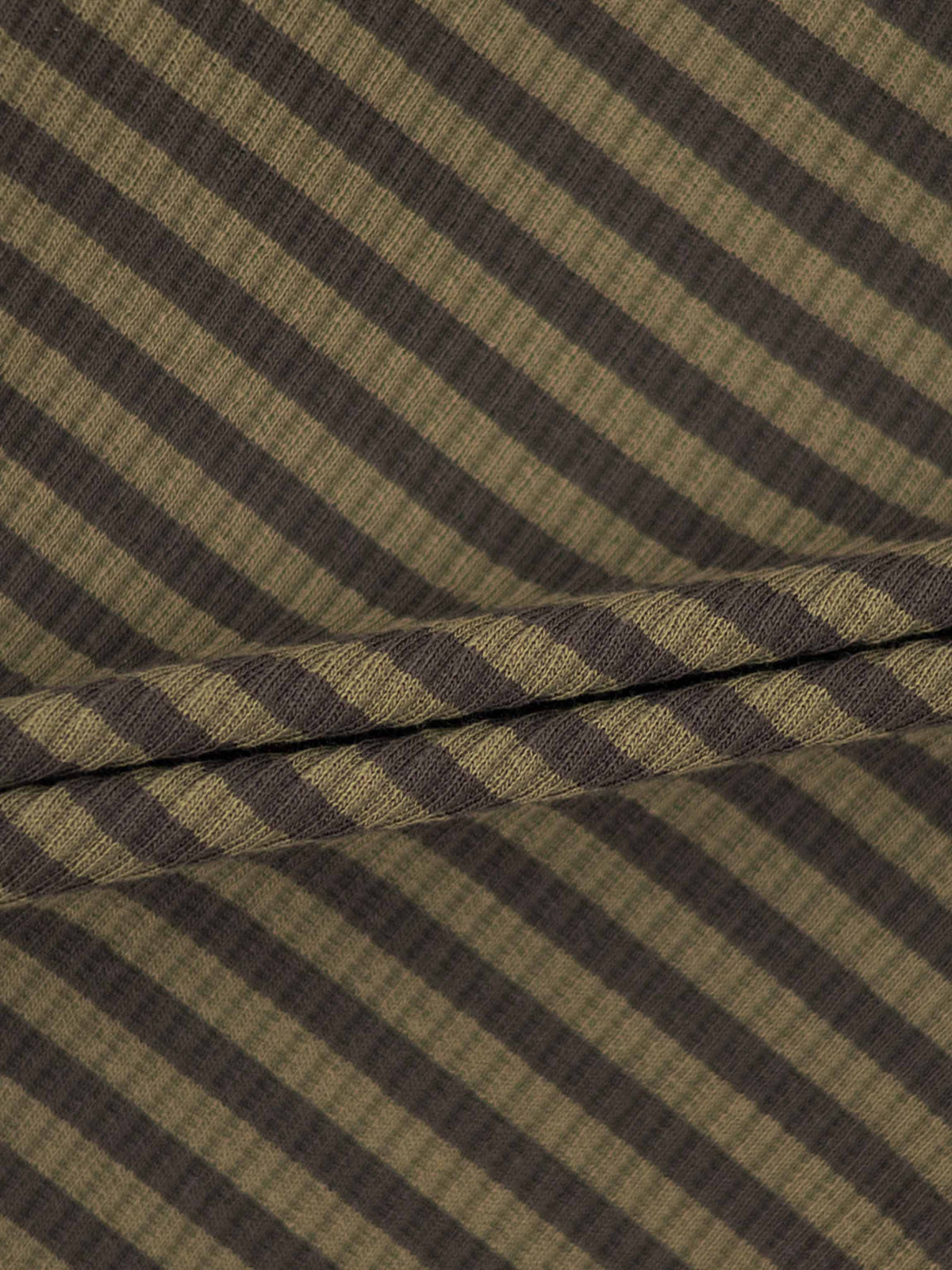 Striped mock neck T-shirt fabric for girls tops in green and brown