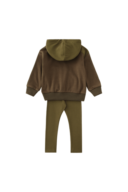 Hoody Sweatshirt Set With Legging- Hunter Green