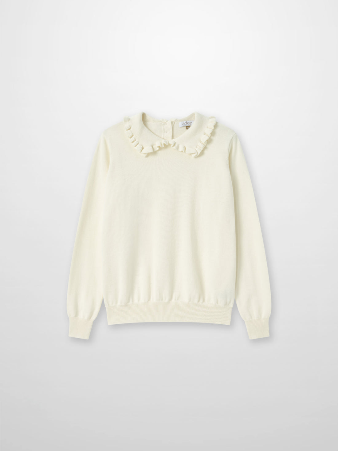 Ruffle Collar Knit Sweater - Cream, Adee girls dressy top