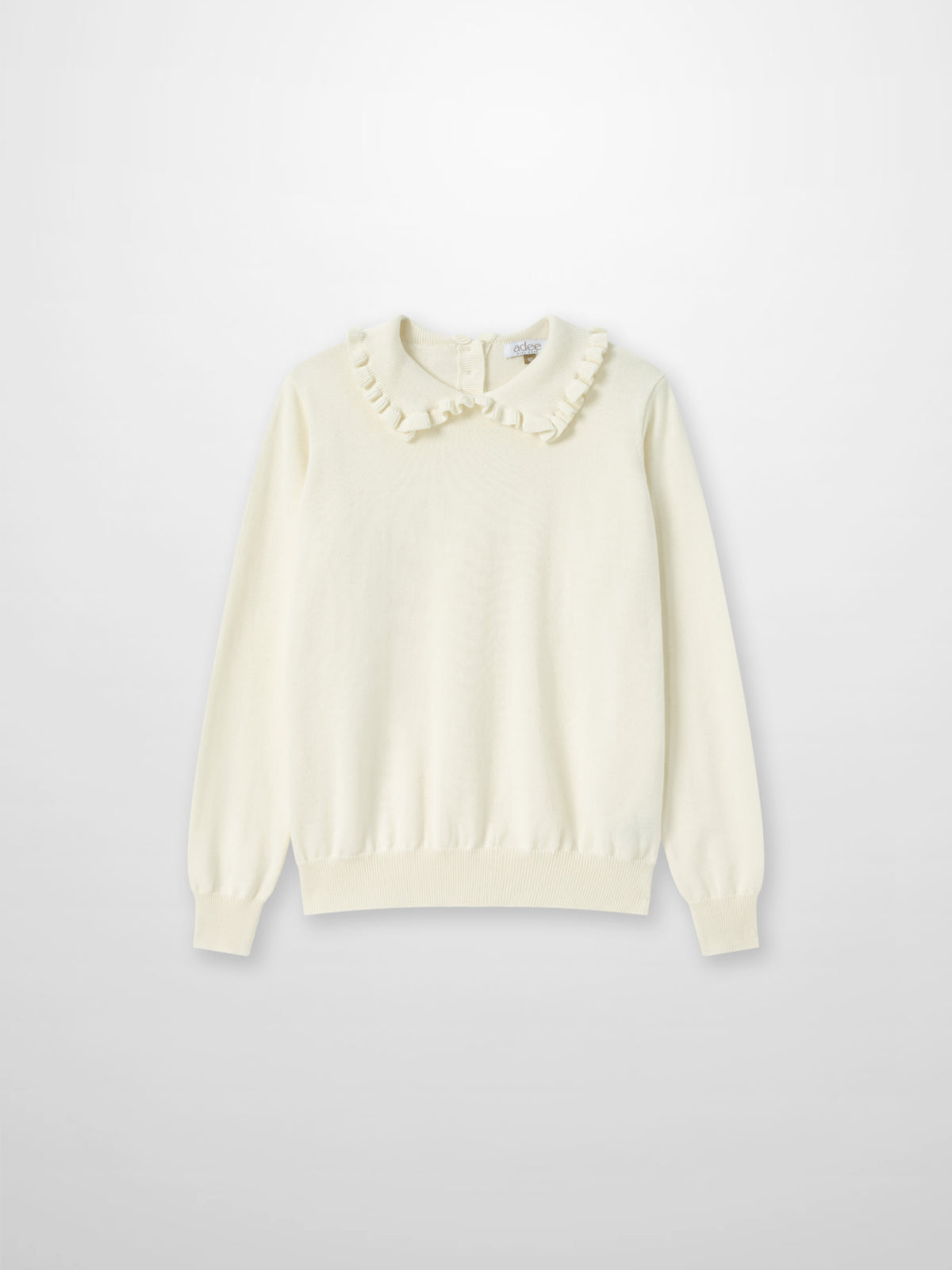 Ruffle Collar Knit Sweater - Cream, Adee girls dressy top
