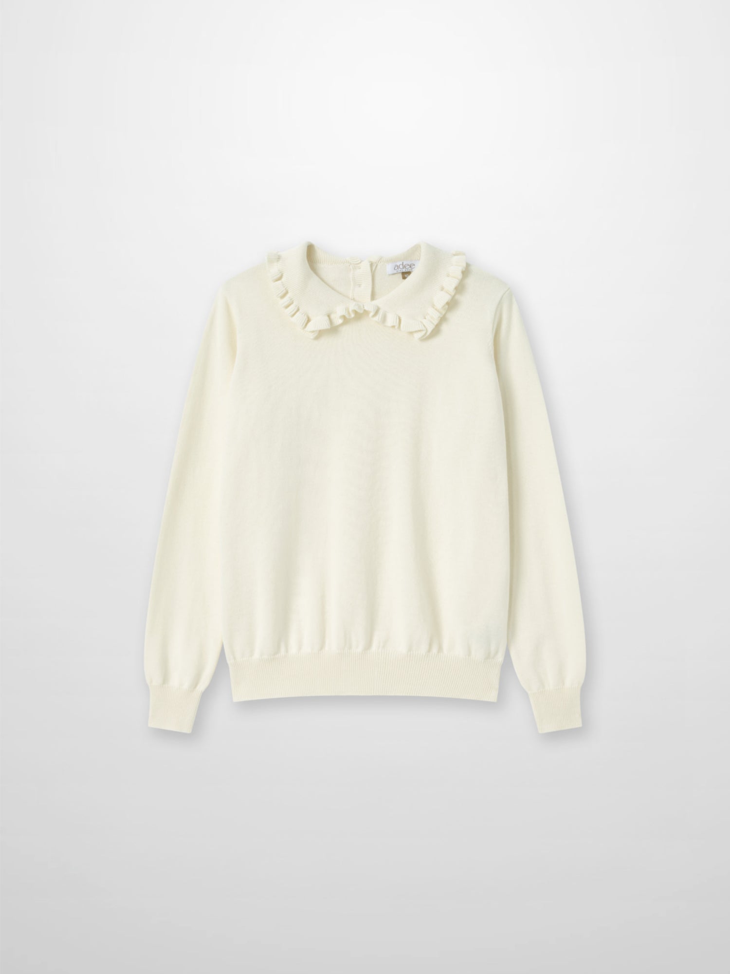 Ruffle Collar Knit Sweater - Cream, Adee girls dressy top