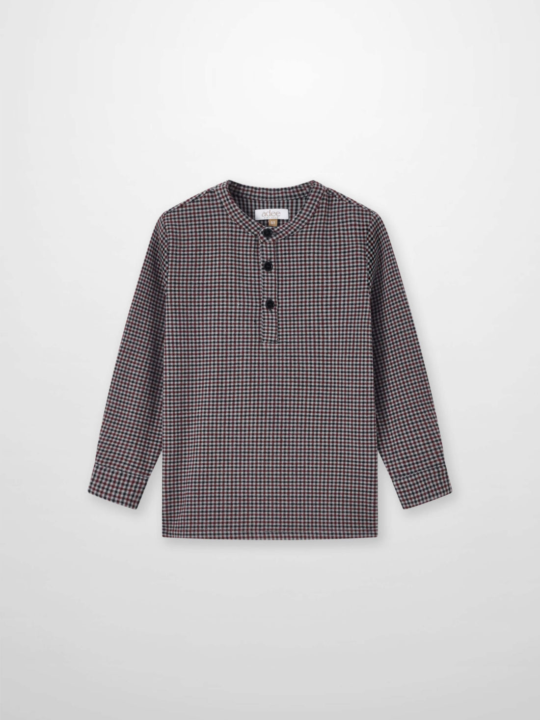Adee Gingham Shirt Grey check pattern, boys dressy top