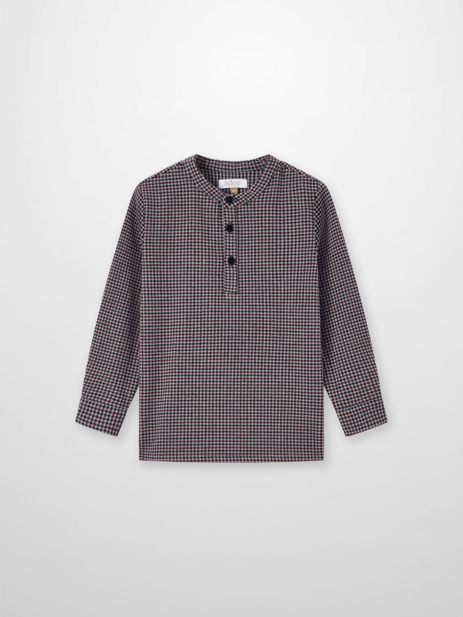 Adee Gingham Shirt Grey check pattern, boys dressy top