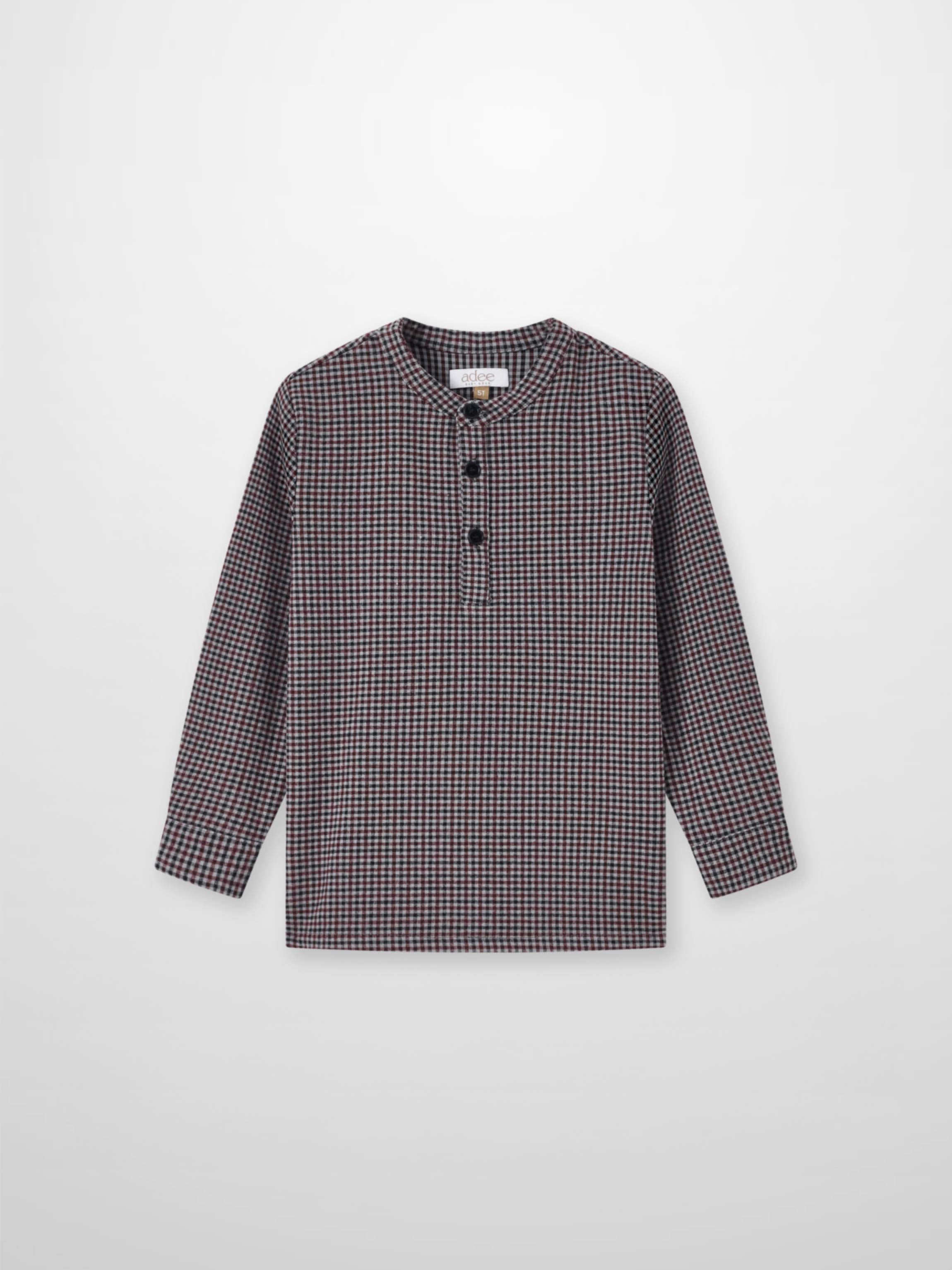 Adee Gingham Shirt Grey check pattern, boys dressy top
