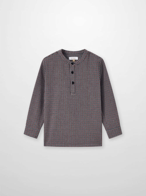 Adee Gingham Shirt Grey check pattern, boys dressy top