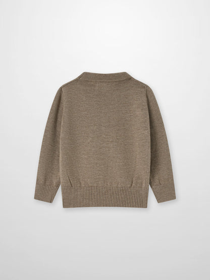 Knit Sweater - Taupe; Adee boys dressy top in taupe knit with ribbed cuffs and hem.