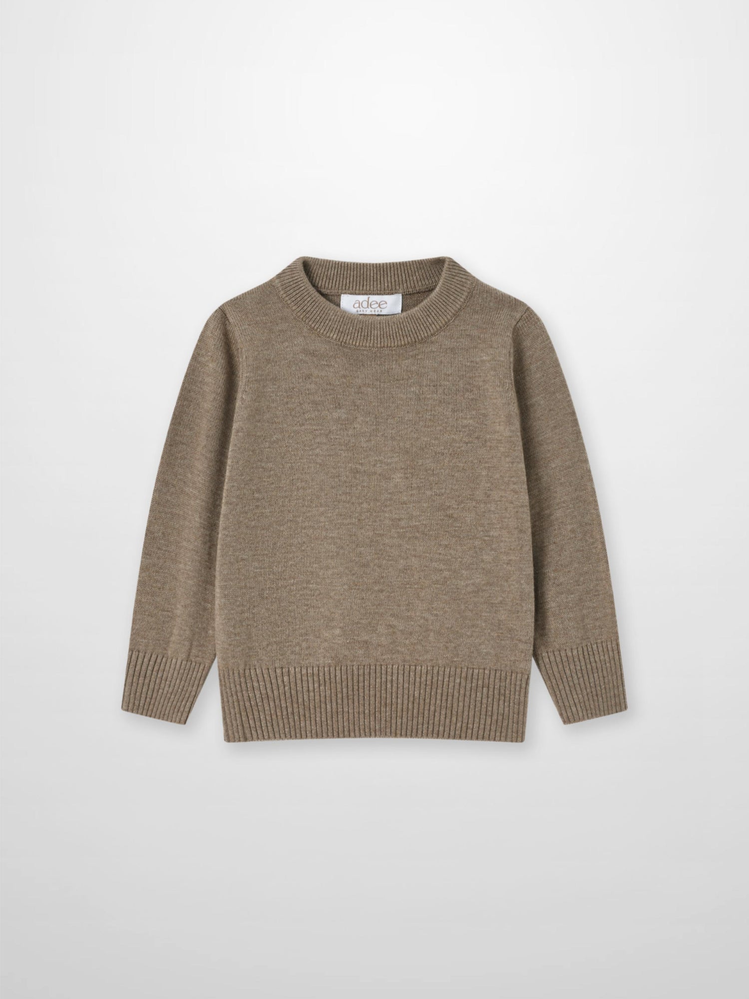 Knit sweater for boys in taupe by Adee, dressy top.