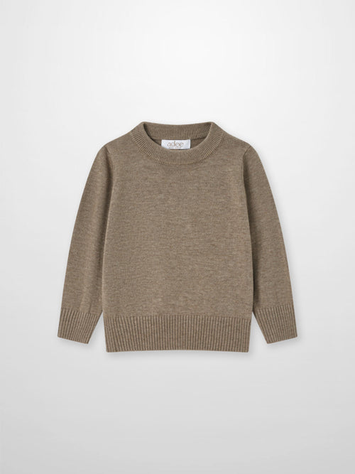 Knit sweater for boys in taupe by Adee, dressy top.