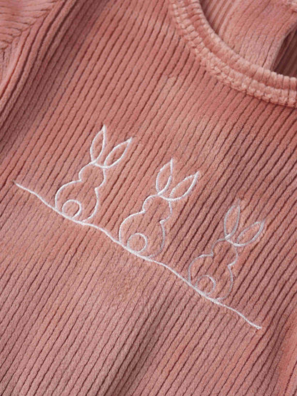 Embroidered Bunny Stretchy - Pink