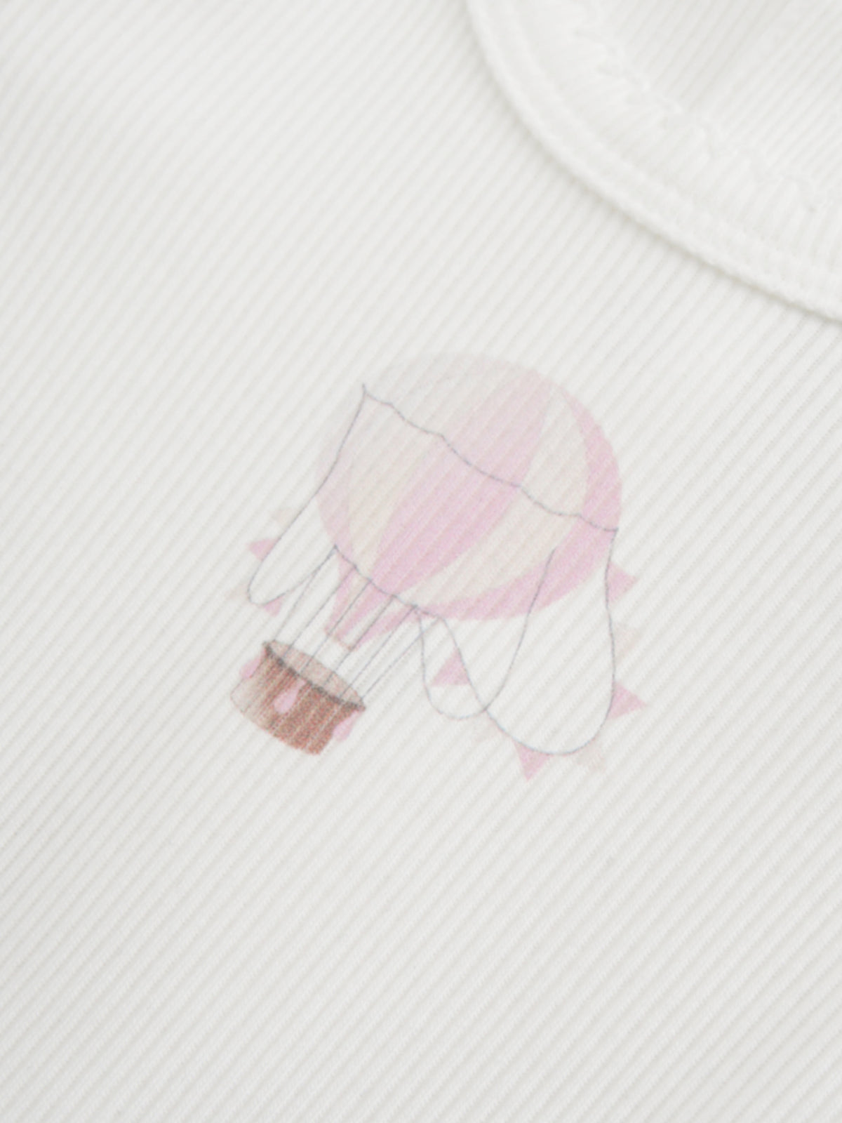 Pink Balloon Stretchy by Adee for girls; white fabric with pink balloon print