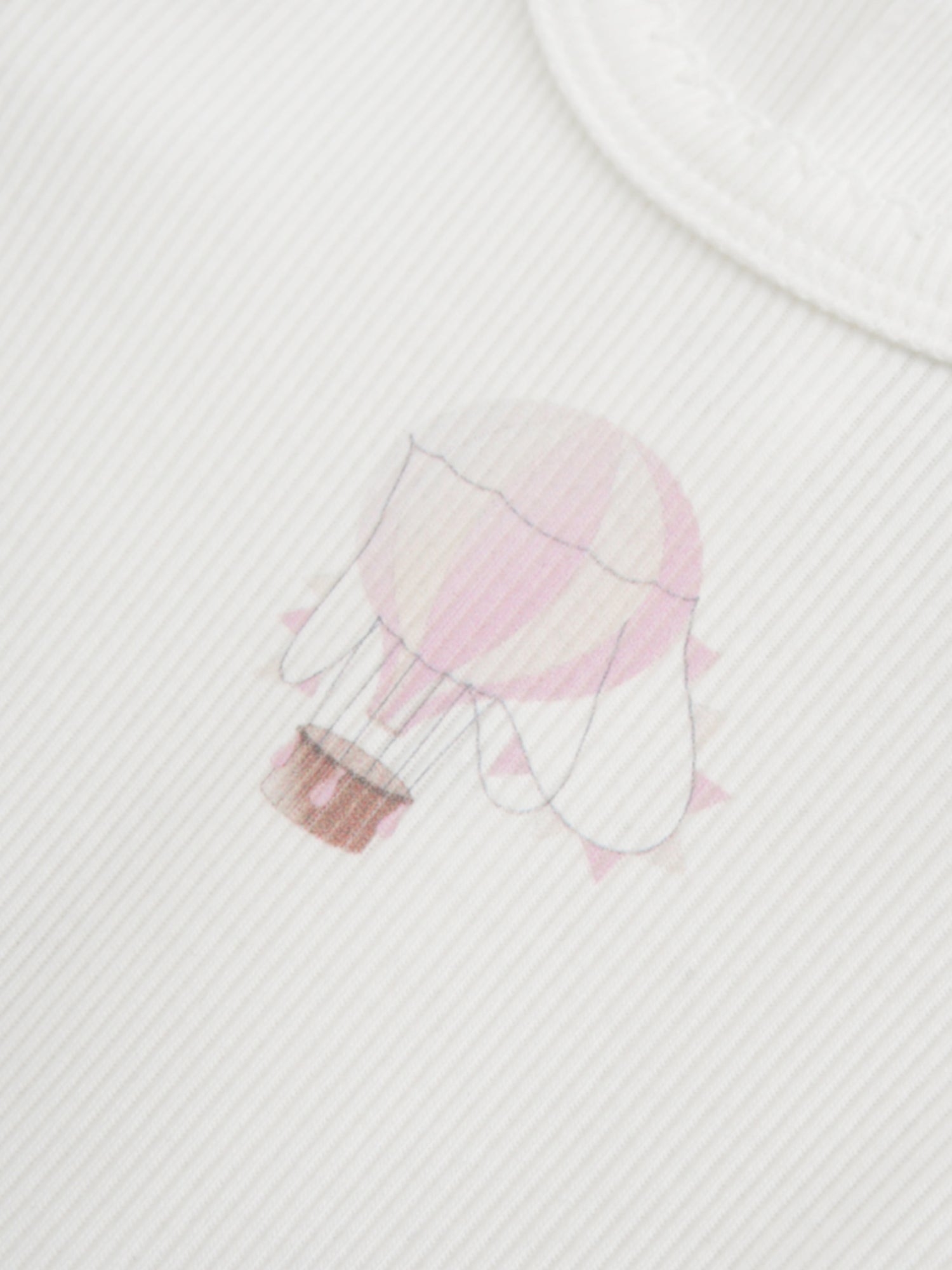 Pink Balloon Stretchy by Adee for girls; white fabric with pink balloon print