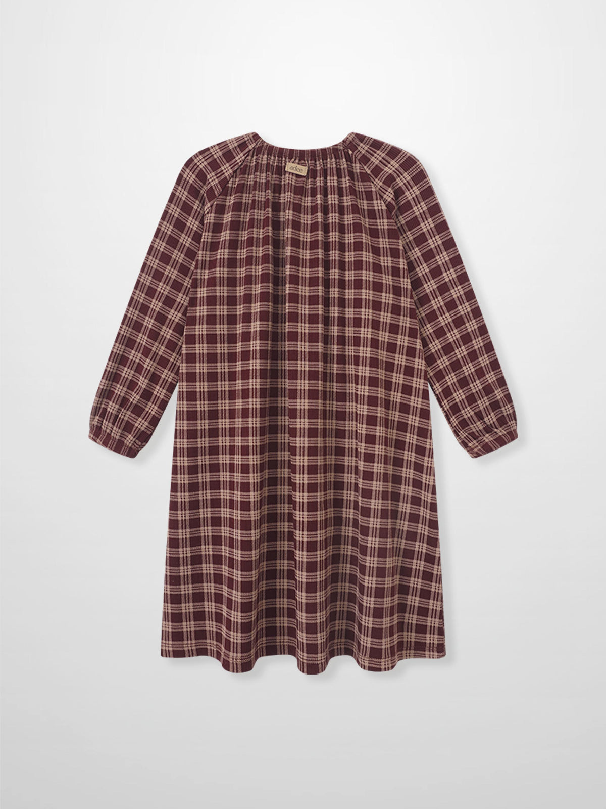 Plaid burgundy girls nightgown by Adee with long sleeves