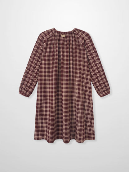 Plaid burgundy girls nightgown by Adee with long sleeves