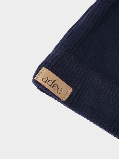 Embroidered Bunny Beanie - Navy