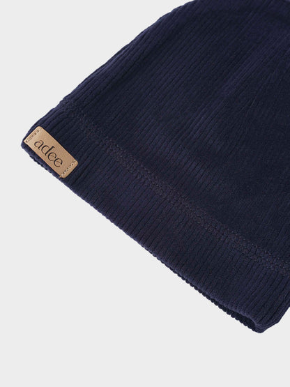 Embroidered Bunny Beanie - Navy
