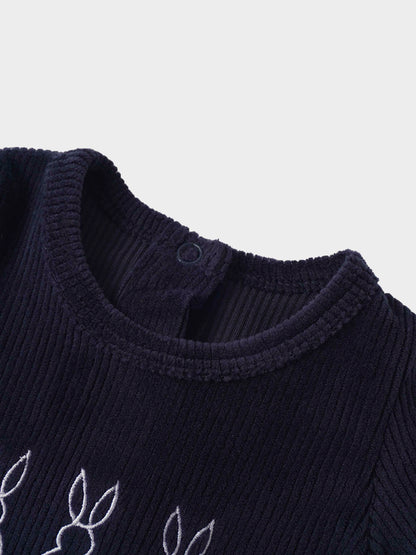 Embroidered Bunny Stretchy - Navy