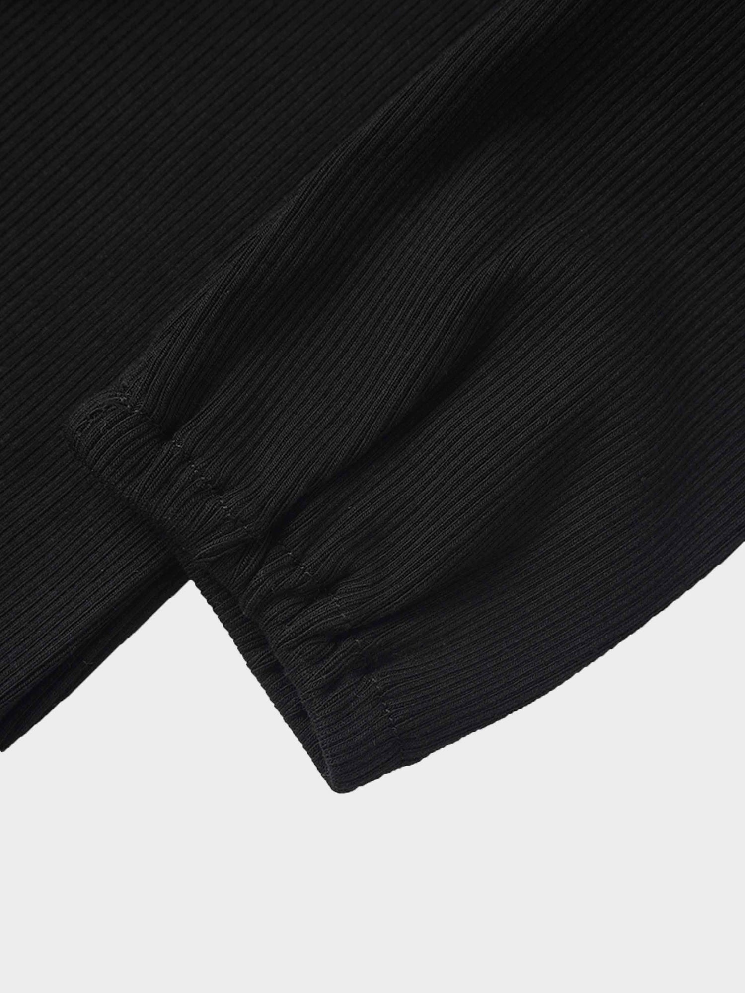 Ruffle Thin Ribbed Pajama - Black