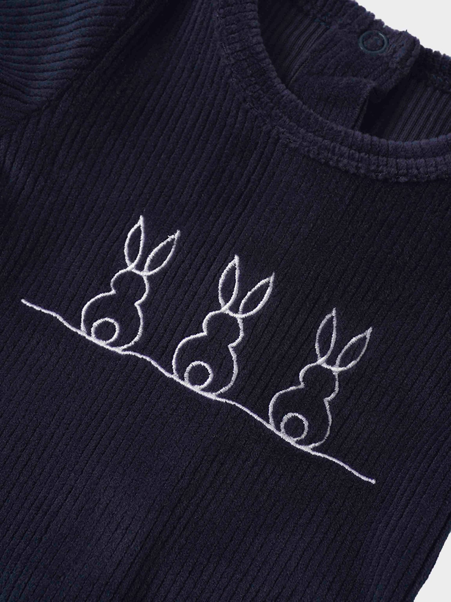 Embroidered Bunny Stretchy - Navy