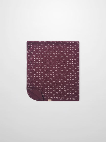Burgundy Bow Blanket by Adee; girls swaddle blanket with white bow pattern
