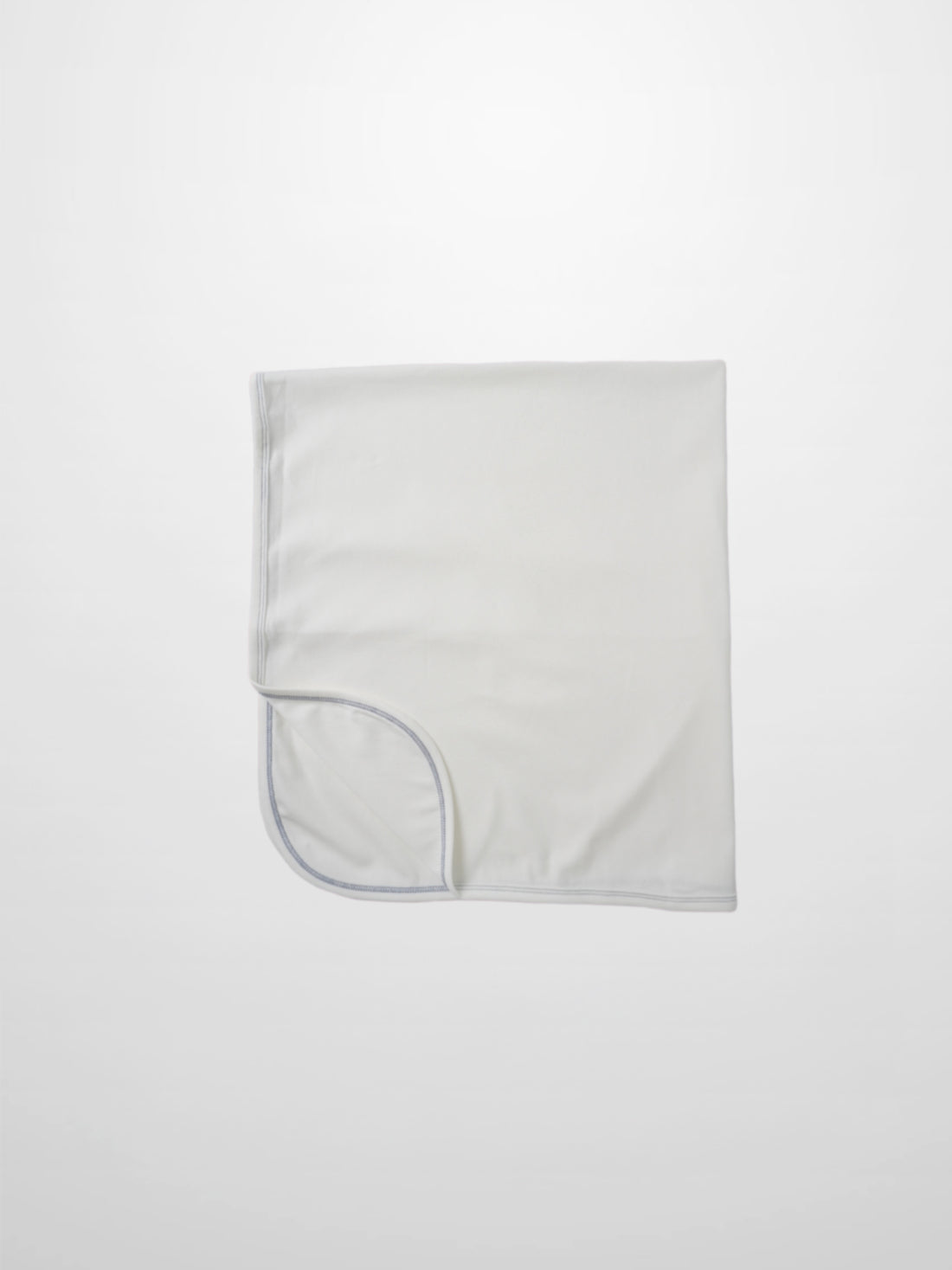 Mini Gallery Blanket - Blue, white baby swaddle blanket with blue trim