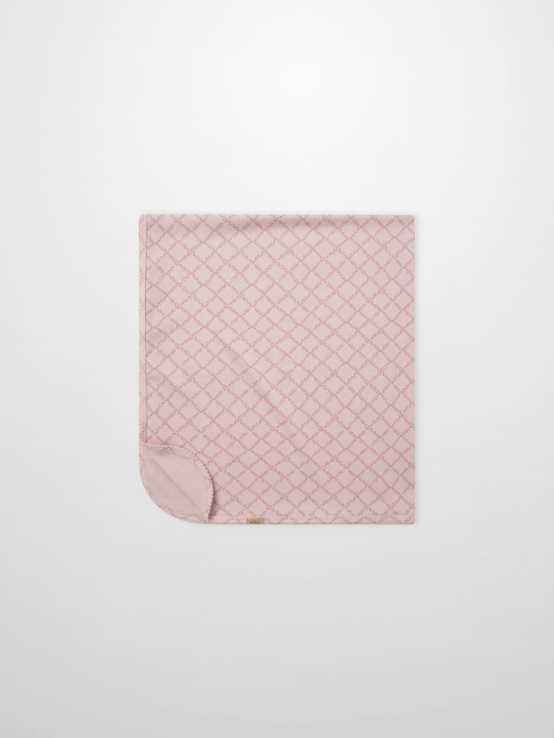 Pink Leaf Blanket by Adee, girls swaddle blanket with a diamond lattice pattern.