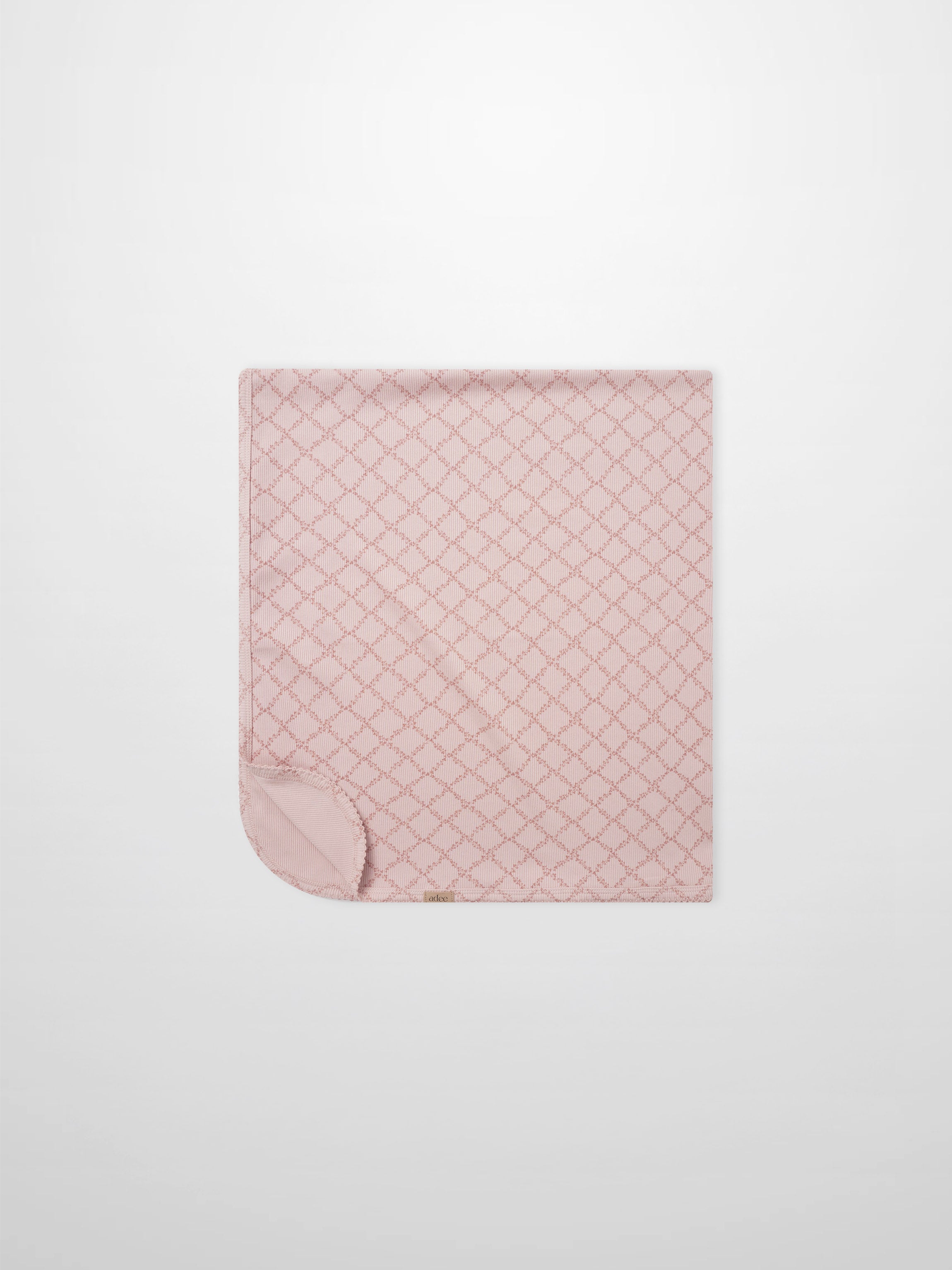 Pink Leaf Blanket by Adee, girls swaddle blanket with a diamond lattice pattern.