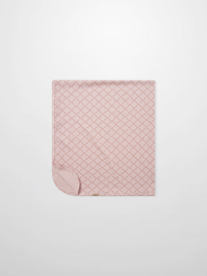 Pink Leaf Blanket by Adee, girls swaddle blanket with a diamond lattice pattern.