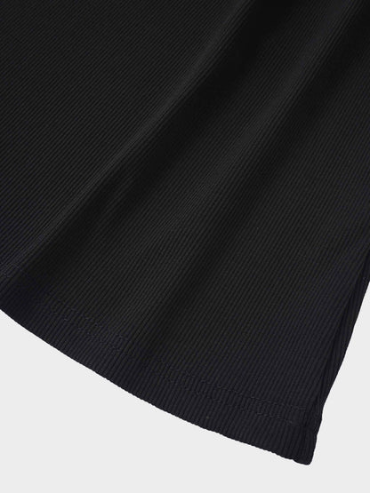 Ruffle V Robe - Black